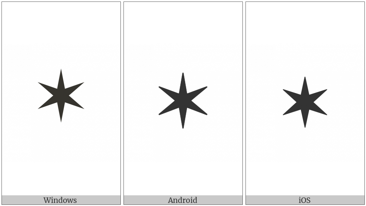 Six Pointed Black Star on various operating systems