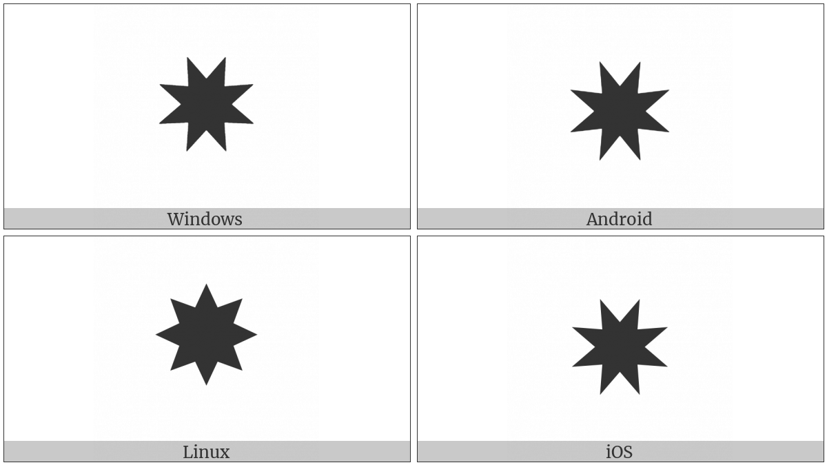 Heavy Eight Pointed Rectilinear Black Star on various operating systems