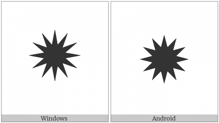 Twelve Pointed Black Star on various operating systems