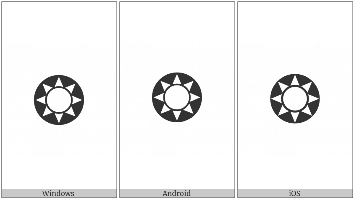 Circled Open Centre Eight Pointed Star on various operating systems