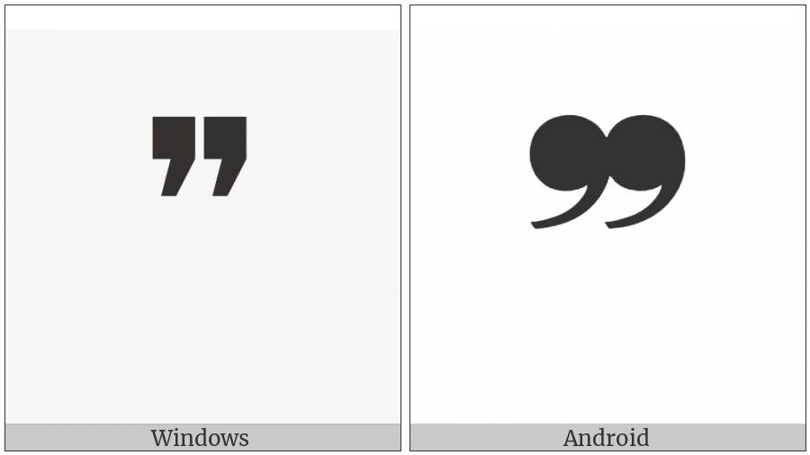 Heavy Double Comma Quotation Mark Ornament on various operating systems