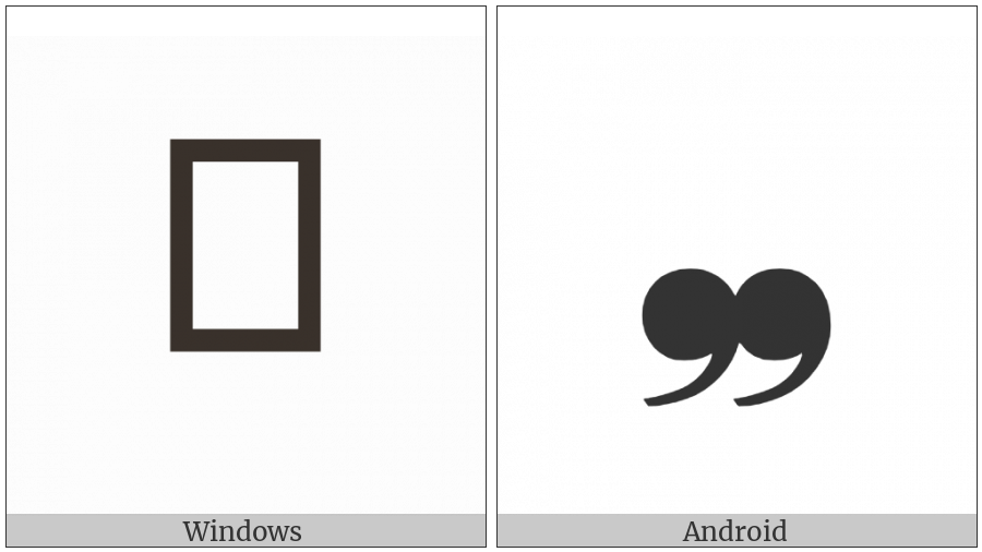 Heavy Low Double Comma Quotation Mark Ornament on various operating systems