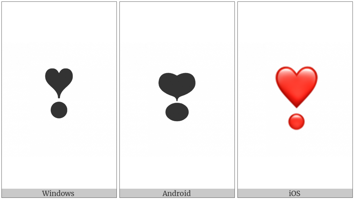 Heavy Heart Exclamation Mark Ornament on various operating systems