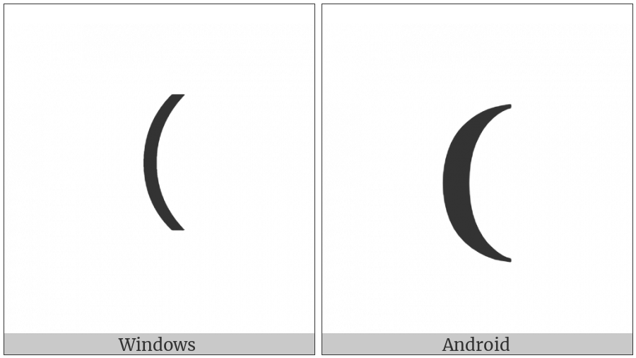 Medium Left Parenthesis Ornament on various operating systems