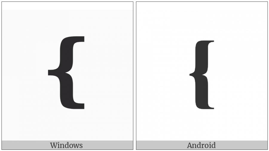 Medium Left Curly Bracket Ornament on various operating systems