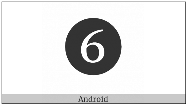 Dingbat Negative Circled Digit Six on various operating systems