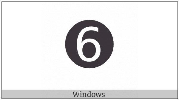 Dingbat Negative Circled Sans-Serif Digit Six on various operating systems