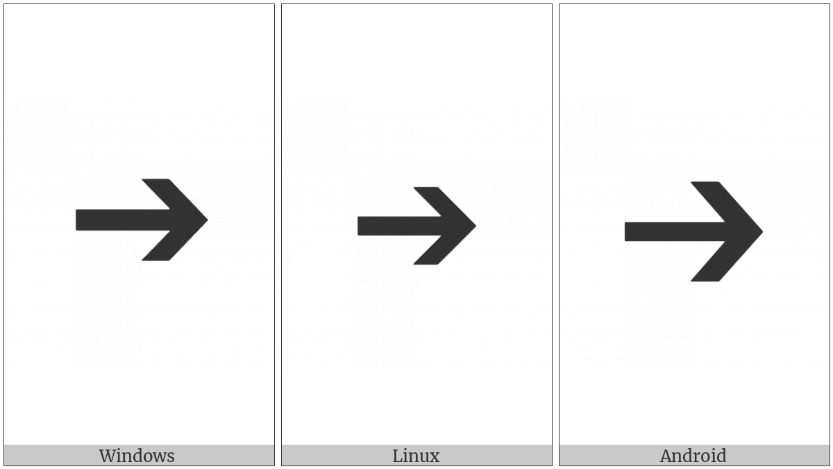 Heavy Wide-Headed Rightwards Arrow on various operating systems