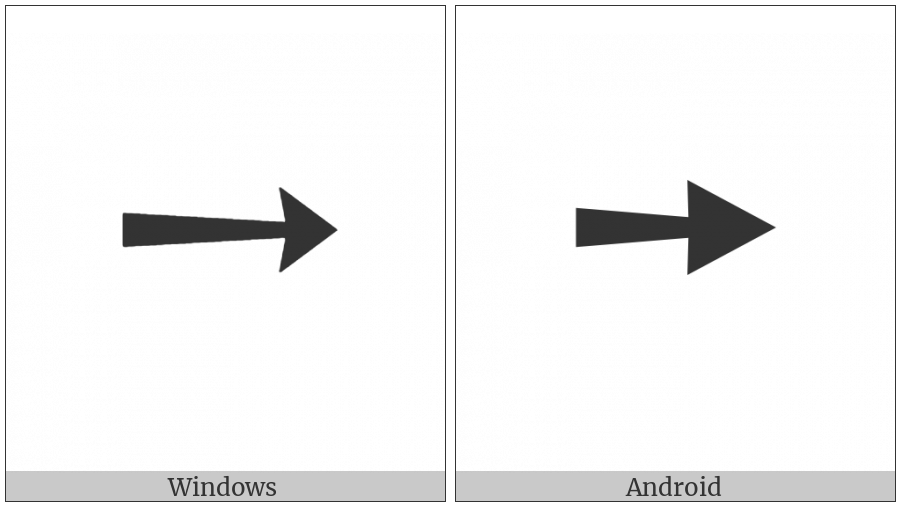 Heavy Rightwards Arrow on various operating systems