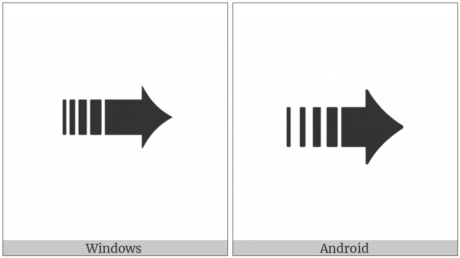 Heavy Dashed Triangle-Headed Rightwards Arrow on various operating systems