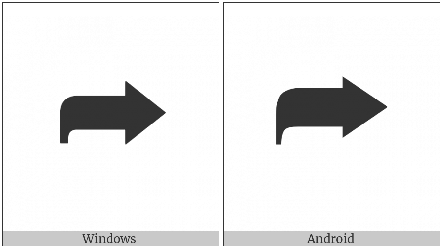 Heavy Black Curved Upwards And Rightwards Arrow on various operating systems