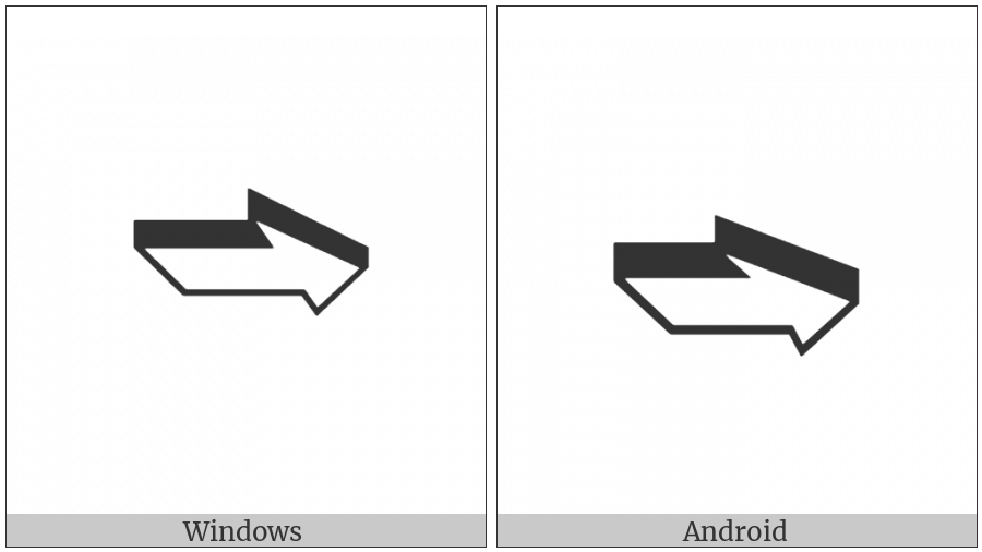 Front-Tilted Shadowed White Rightwards Arrow on various operating systems