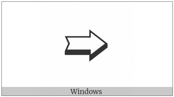 Notched Lower Right-Shadowed White Rightwards Arrow on various operating systems