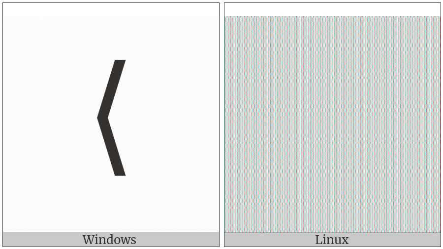 Mathematical Left Angle Bracket on various operating systems