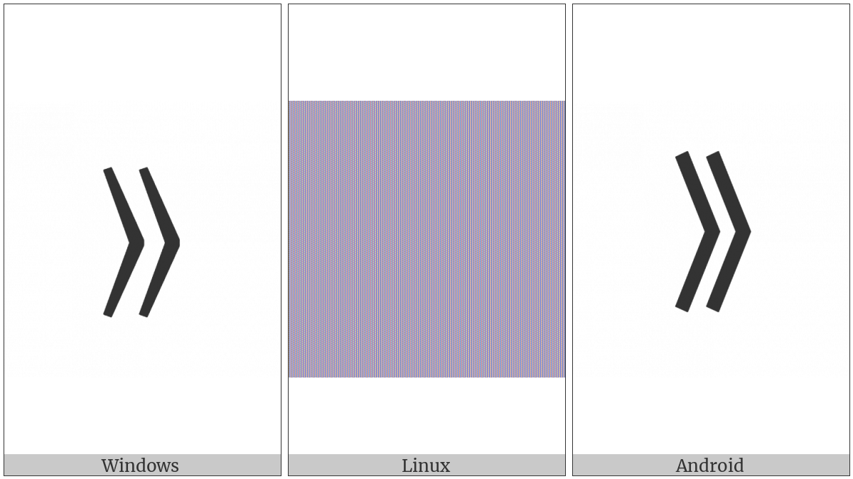 Mathematical Right Double Angle Bracket on various operating systems