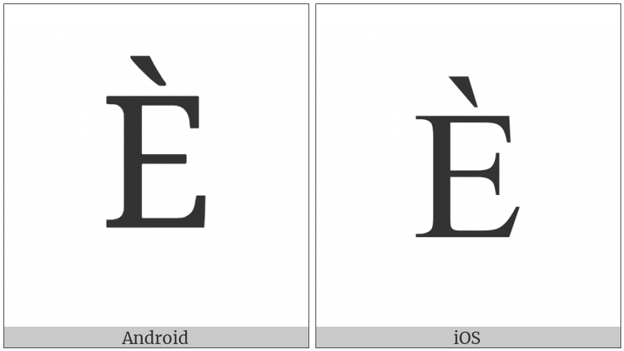 Cyrillic Capital Letter Ie With Grave on various operating systems