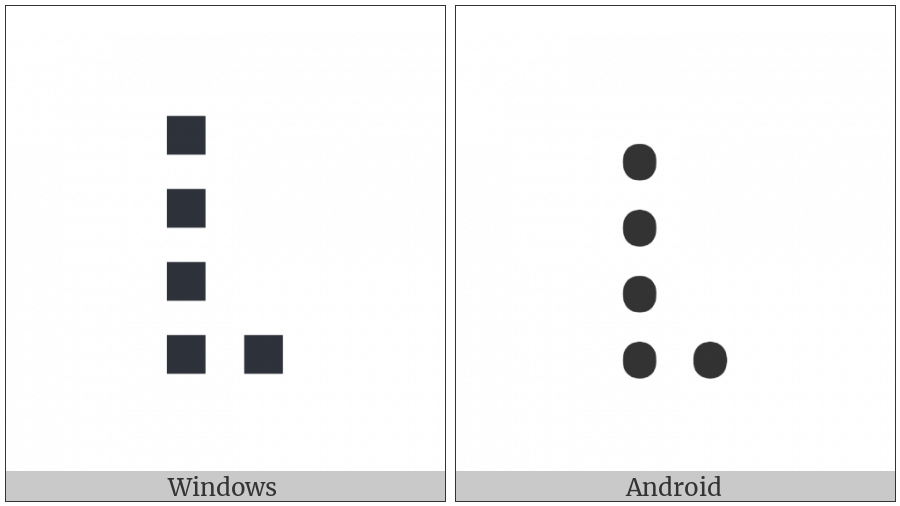 Braille Pattern Dots-12378 on various operating systems