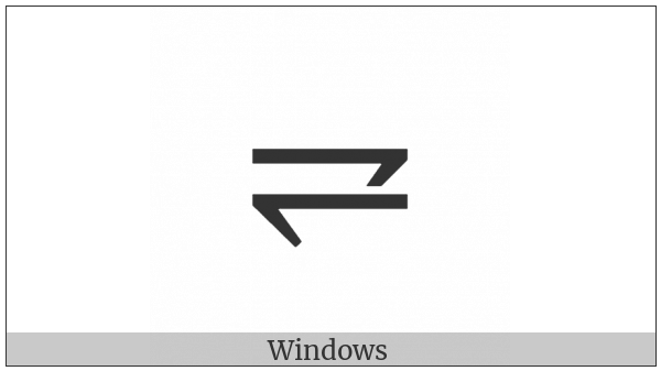Rightwards Harpoon With Barb Down Above Leftwards Harpoon With Barb Down on various operating systems