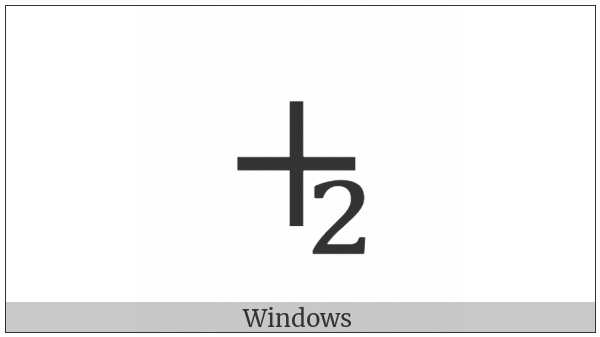 Plus Sign With Subscript Two on various operating systems