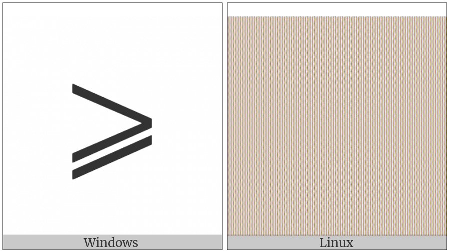 Greater-Than Or Slanted Equal To on various operating systems