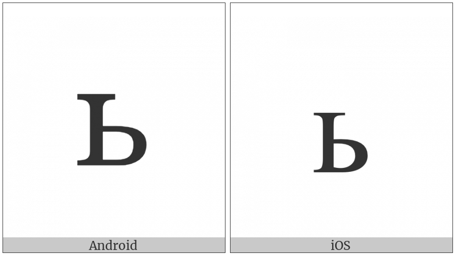 Cyrillic Small Letter Soft Sign on various operating systems