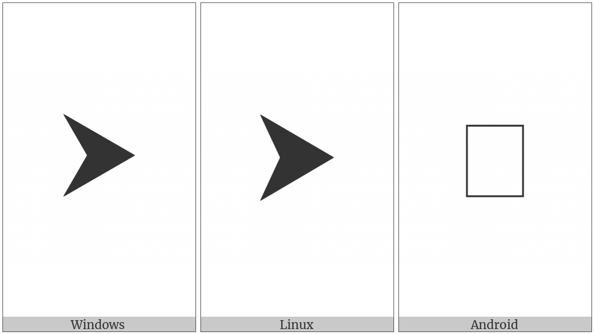 Black Rightwards Equilateral Arrowhead on various operating systems