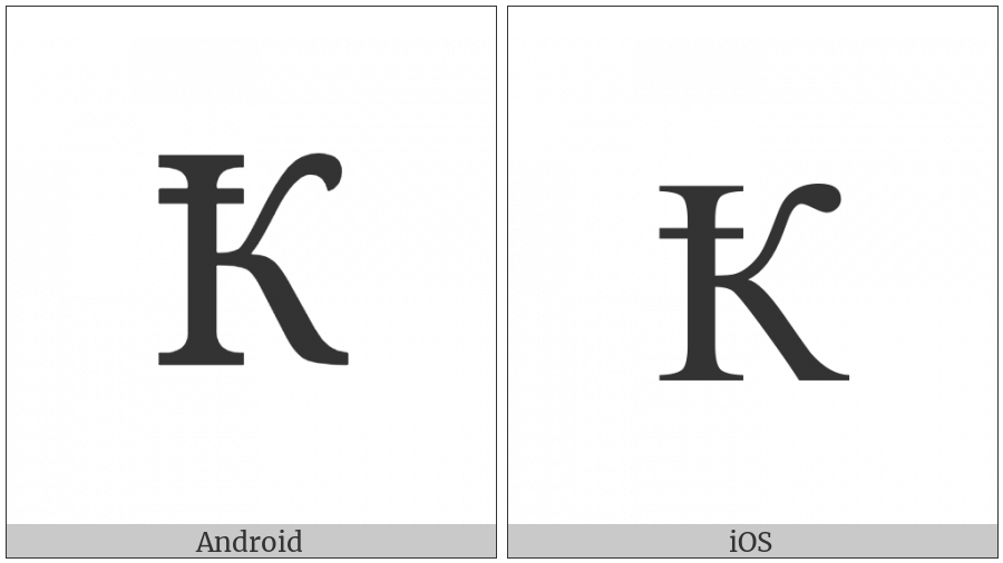 Cyrillic Capital Letter Ka With Stroke on various operating systems