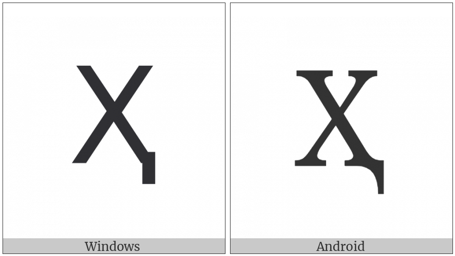Cyrillic Capital Letter Ha With Descender on various operating systems