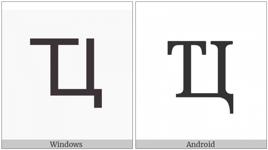 Cyrillic Capital Ligature Te Tse on various operating systems