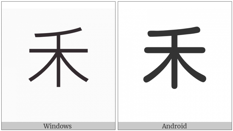 Kangxi Radical Grain on various operating systems