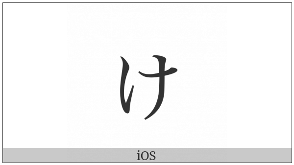 Hiragana Letter Small Ke on various operating systems