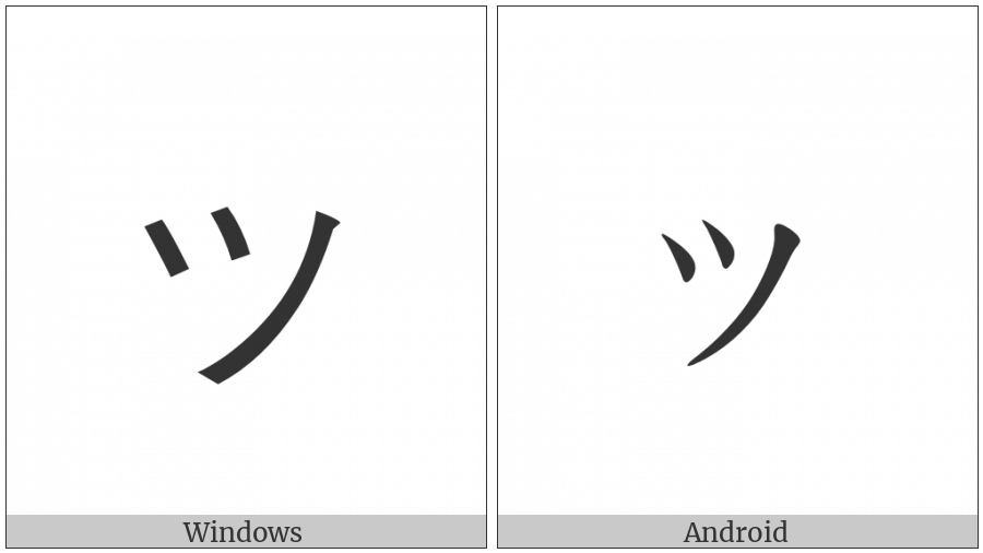 Katakana Letter Small Tu on various operating systems