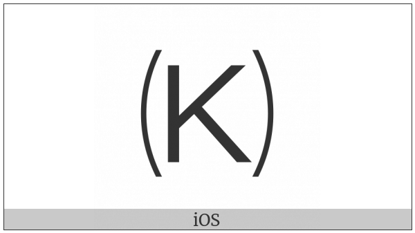 Parenthesized Latin Capital Letter K on various operating systems