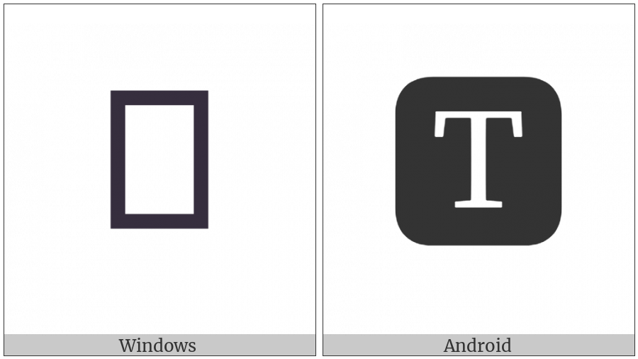 Negative Squared Latin Capital Letter T on various operating systems