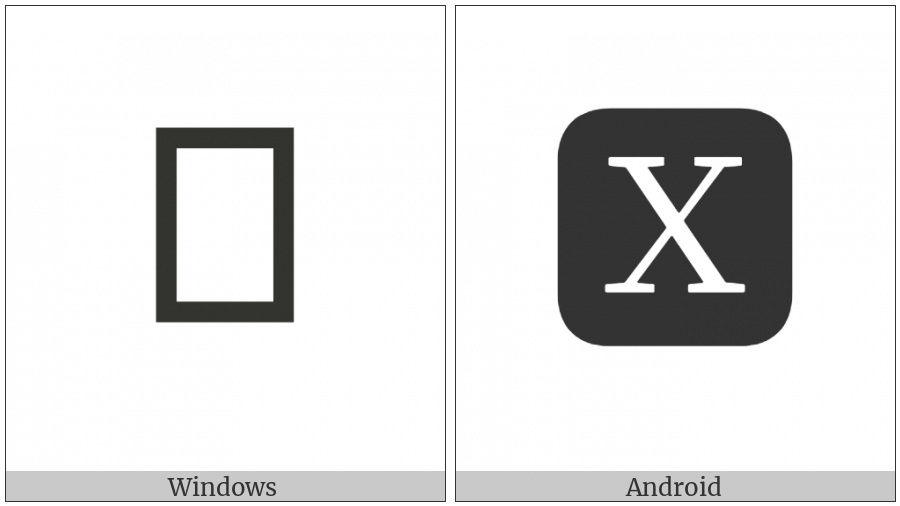 Negative Squared Latin Capital Letter X on various operating systems