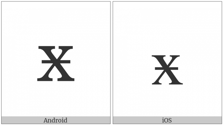 Cyrillic Small Letter Ha With Stroke on various operating systems
