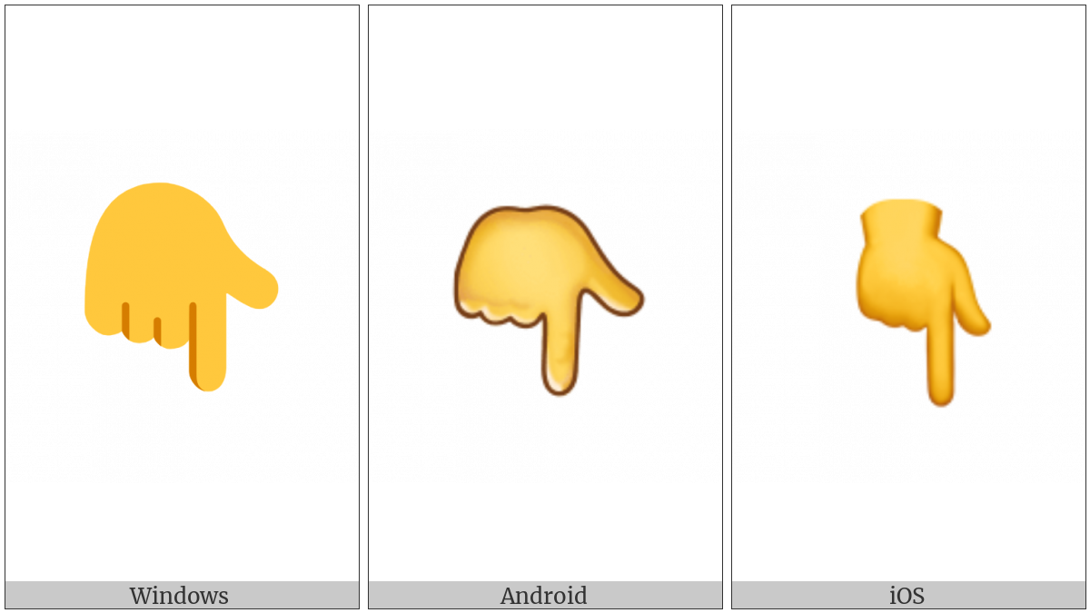 White Down Pointing Backhand Index on various operating systems