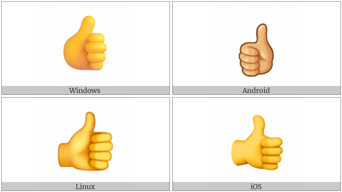 Thumbs Up Sign on various operating systems