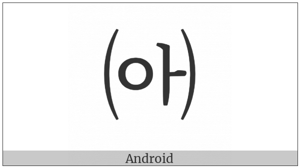 Parenthesized Hangul Ieung A on various operating systems