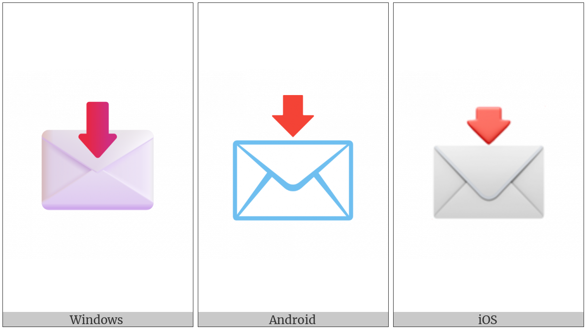 Envelope With Downwards Arrow Above on various operating systems