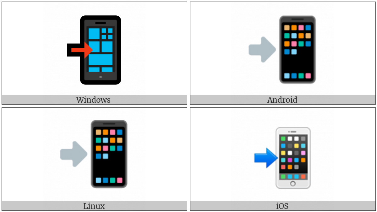 Mobile Phone With Rightwards Arrow At Left on various operating systems