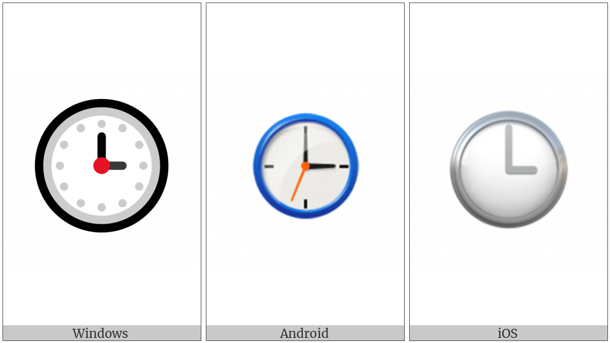 Clock Face Three Oclock on various operating systems