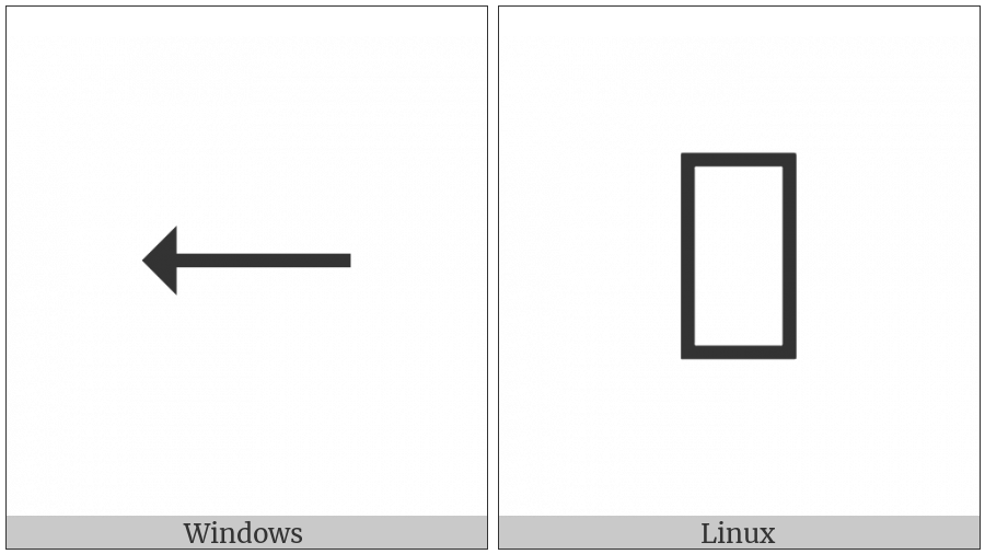Leftwards Arrow With Small Triangle Arrowhead on various operating systems