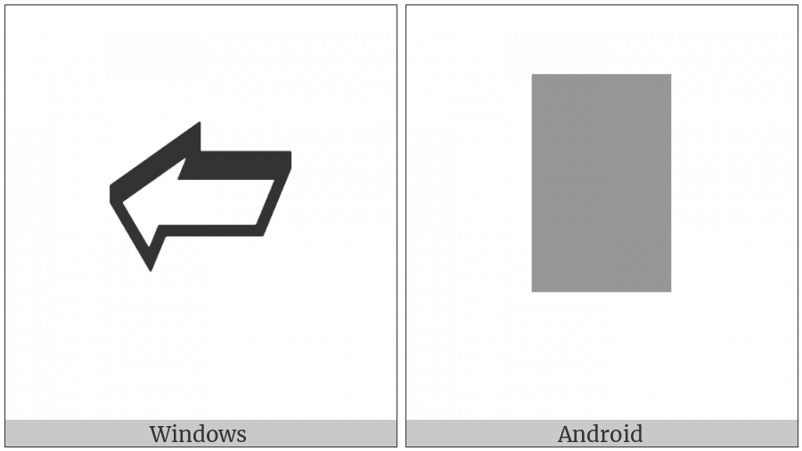 Leftwards Front-Tilted Shadowed White Arrow on various operating systems
