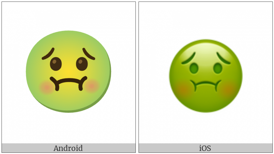 Nauseated Face on various operating systems