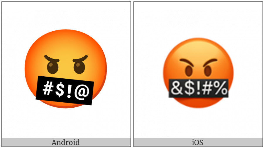 Serious Face With Symbols Covering Mouth on various operating systems
