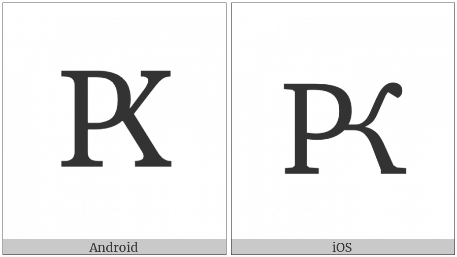 Cyrillic Capital Letter Rha on various operating systems