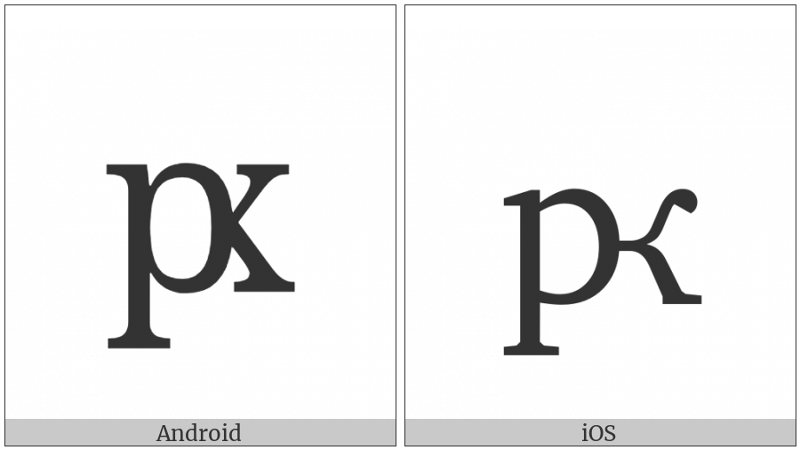 Cyrillic Small Letter Rha on various operating systems