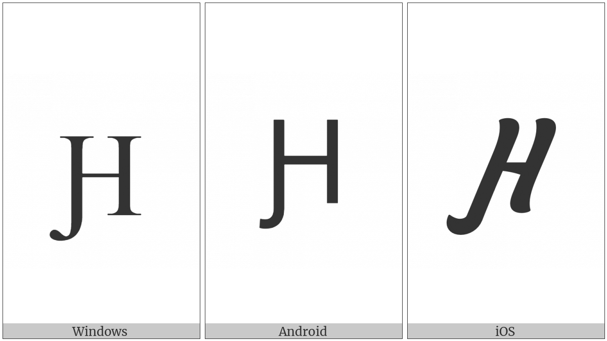 Cyrillic Capital Letter En With Left Hook on various operating systems
