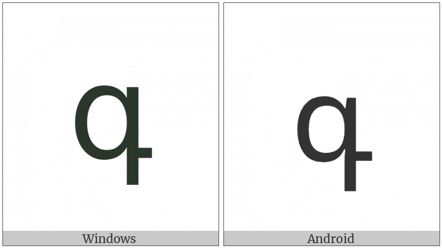 Armenian Small Letter Gim on various operating systems